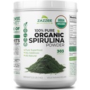 Zazzee USDA Organic Spirulina Powder, 2,2 pund (1 KG), 303 portioner, certifierad kosher, 100% ren, icke-strålad, Mess-Free Wide Mouth Container, Fresh Smell och neutral smak, icke-GMO, tillverkad i USA