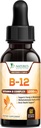 B-12-vitamiinin energiapisaroita (Metyylicobalamiini) Extra Strength Super B Complex - Sublingual B12 Nestemäistä immuunitukea, Heart Health & Cellular Energy Support, Vadelma maku - 2 Fl Oz