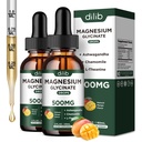 Magnesium Glycinate Liquid Drops Supplement, kanssa Magnesium Glycinate 500 mg Ashwagandha, L - Theanine, kamomilla - Tuki Stressi Relief, Bone, Lihas, Mood Mango Flavor 2Pack
