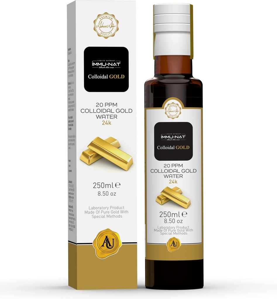 Kolloidinen kultainen vesi 24K puhdas nestemäinen 20PPM (8,5oz) Mineral Supplement for Enhanced Cognitive Function, Focus, Luovuus, Rauhallisuus, Unilääke - Pineal Gland Decalcification
