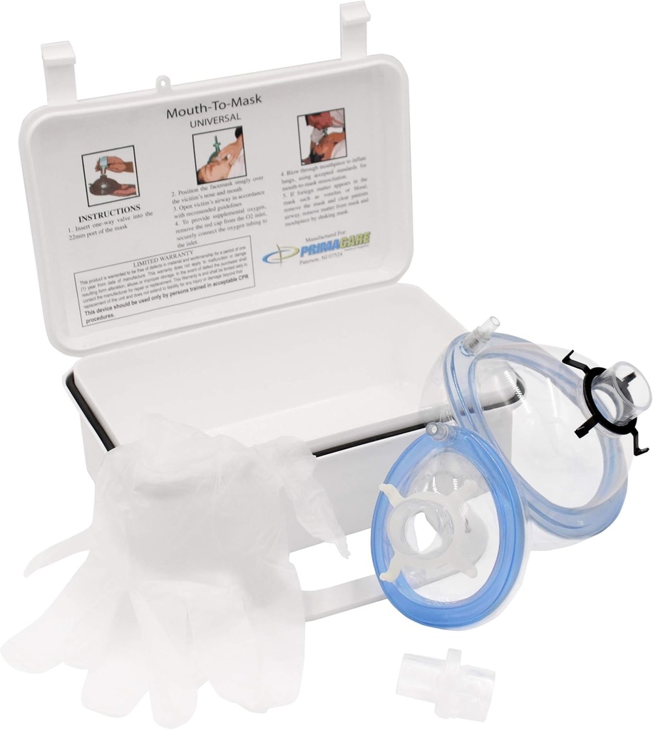 Primacare KC-1010 CPR Rescue Mask Resuscitation Kit for Adult & Child with One-Way Valve Mouth to Mouth for Additional Happi] Wall Mount / Carry tapauksessa Mukana