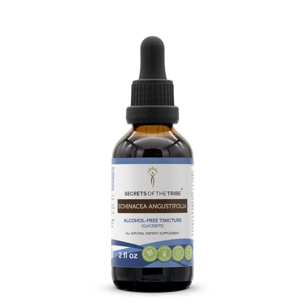 Heimo Echinacea Angustifolia Tincture Alcohol-Free Liquid Extract -kasvin salaisuudet, vastuullisesti tarhatut Echinacea Angustifolia Kuivatut juuri (2 FL OZ)