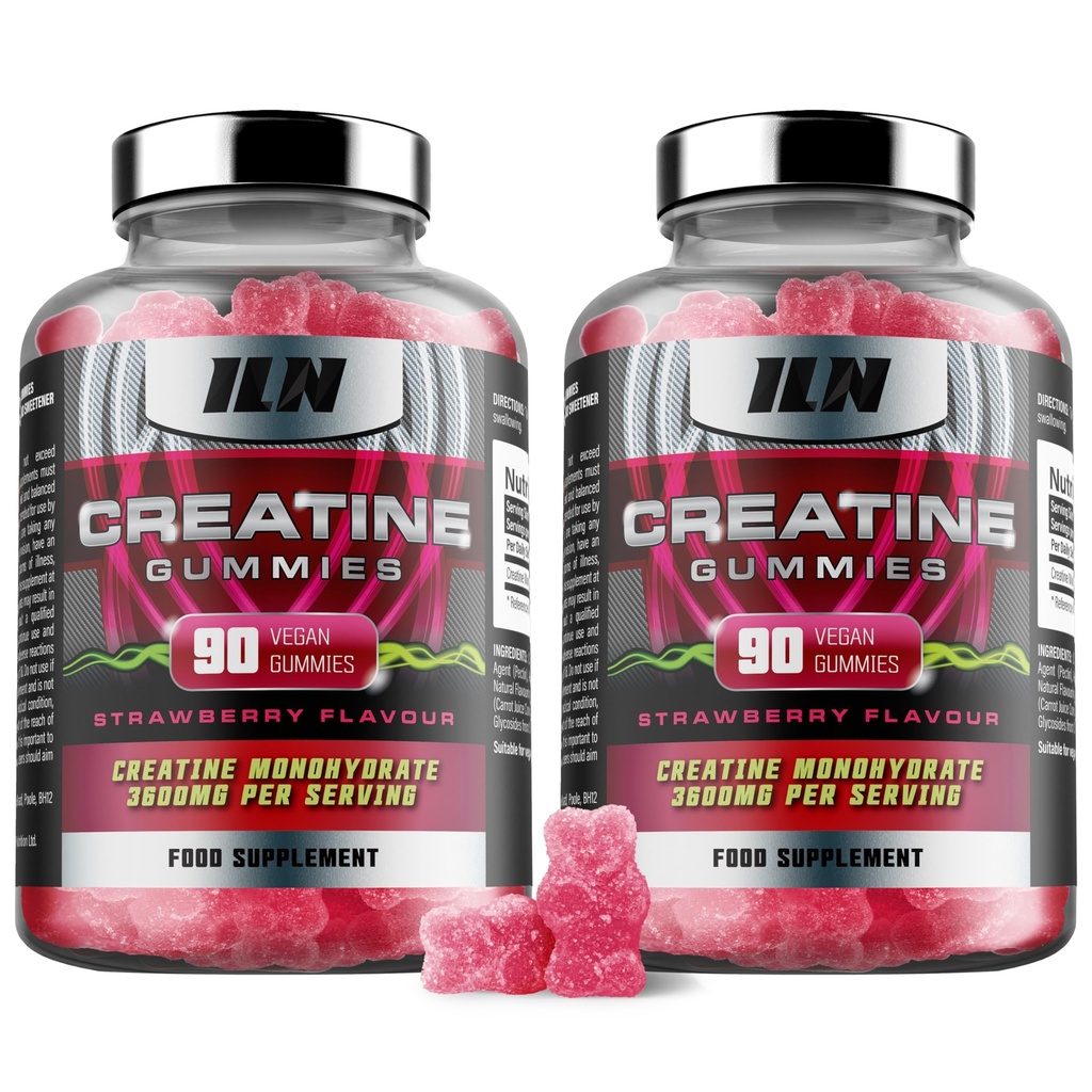 Iron Labs Nutrition Creatiini Monohydraatti (180 Gummy Bears) - 3600mg Per Serving - Mansikka maku - High Strength Creatiini miesten ja naisten (180 Vegan Gummies)