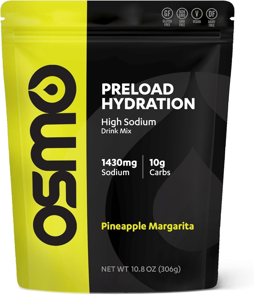Osmo Preload Hydration Pre Treenout Powder Pouch - Sisältää korkean natriumbikarbonaatti, magnesium, kalium, karbs ja vitamiinit, Ruokosokeri, Beat Cramps & Dehydration - Ananas Margarita (Puch)