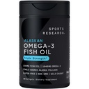 Sports Research Triple Strength Omega 3 Fish Oil - Burpless Fish Oil Supplement w/EPA & DHA Rasvahapot yhden lähdekoodin Wild Alaskan Pollock - 1250 mg, 180 ct