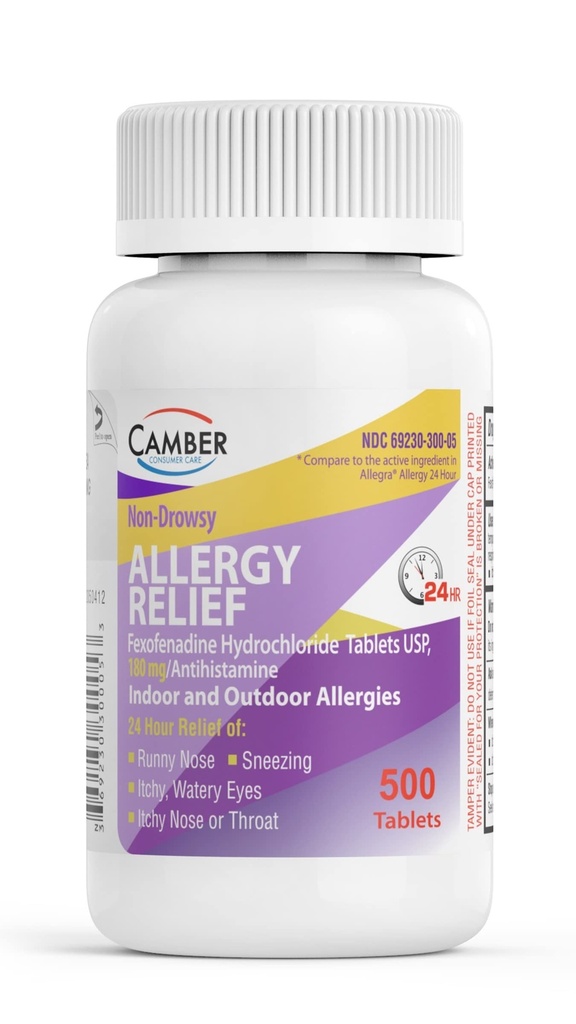 Camber 24 Hrs Ei-huokoinen Fexofenadiini Antihistamiini Sisällä Ulkona Allergia Relief Tabletit 500