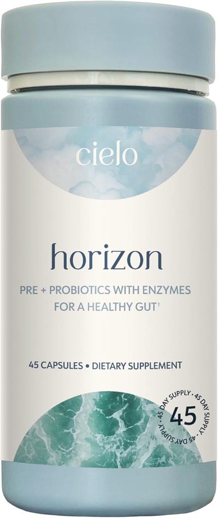 Cielo Daily Horizon Prebiootit - Probiootit miehille ja naisille - Päivittäiset probiootit 20 miljardia PMY aikuisille Gut Health - Sisältää digestiivinen Enzymes Blend for Digestion of Nutrients (45 Day Supply)