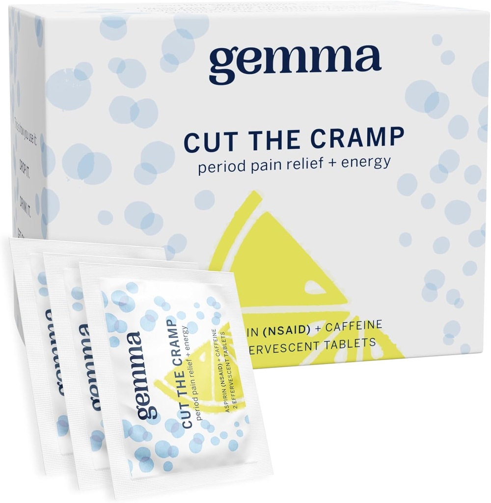 Gemma skär krampen - Snabb menstruationskramp & periodsmärtlindring - Multi-Symptom Formel behandlar menstruationskramper, trötthet, uppblåsthet, huvudvärk på 15 minuter
