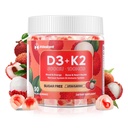 D3-vitamiini K2 Gummies w/Magnesium Sugar Free - 90 Count D3-vitamiini 5 000 IU + K2(MK-7) 100 mikrog - Vegan K2 D3-vitamiinilisä, voimakkaasti absorbentti tukee luuta, lihaksia, mielialaa ja immuunia.