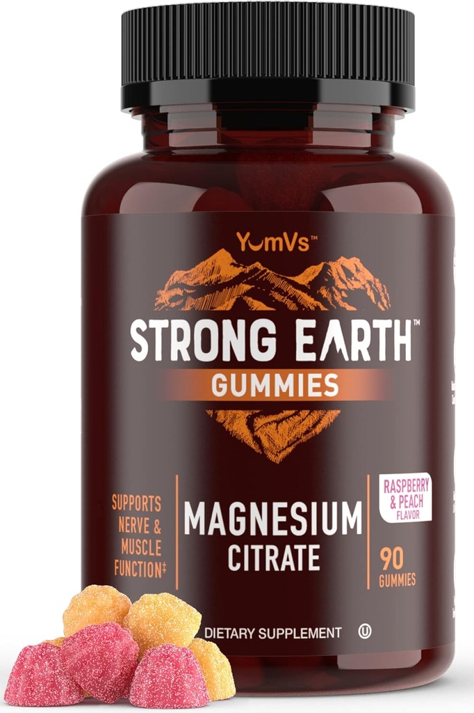 Vahva maa - Magnesium Citrate Gummies aikuisille 250mg (90 Count) - Rauhallinen Gummies - Vegan Magnesium Gummies - täydentää naisille, miehet, teinit