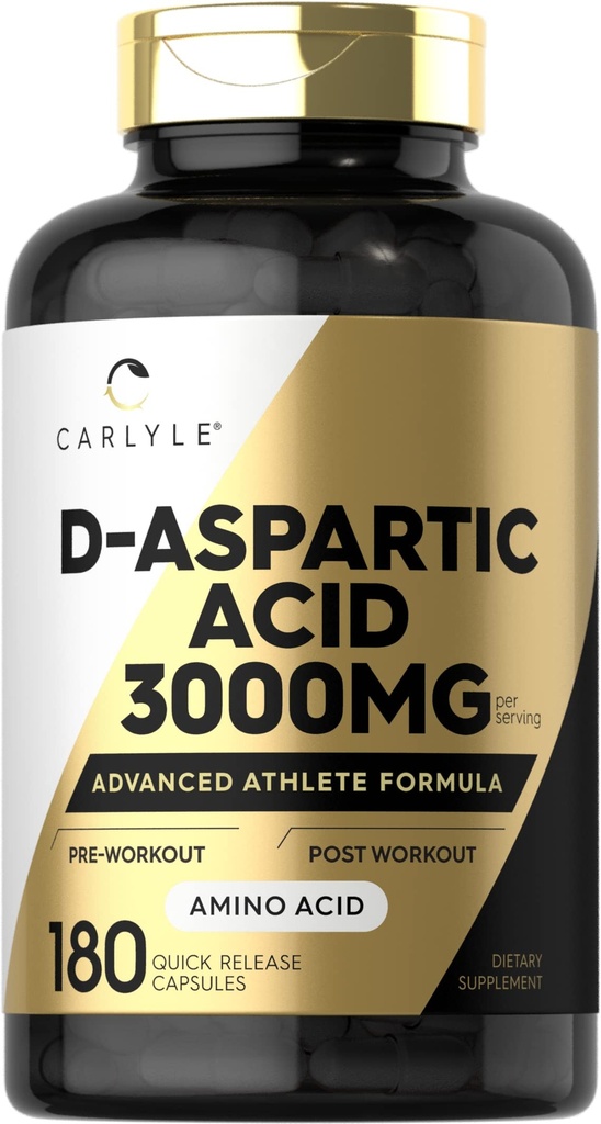 Carlyle D Aspartic Acid Kapselit 3000 mg ... 180 Count DAA Supplement for Miehet ja naiset...