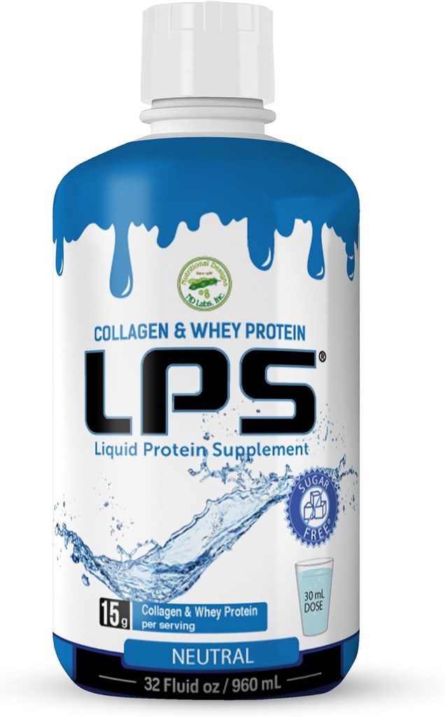 Nutritional Designs LPS Liquid Collagen & Whey Protein Sugar-Free non-GMO Drink - edistää terve iho & hiusten miesten & naisten (Neutral)