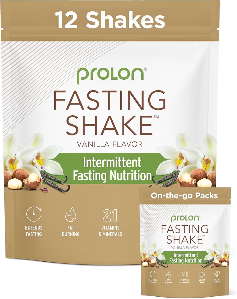 Prolon Intermittent Paasto Drink Mix ... Shake for Intermittent Paasto ... Vitamiinit, kuidut, kasviproteiini, superruoka, Keto, Vegan, gluteeniton, maidoton, vanilja, (12 ct)