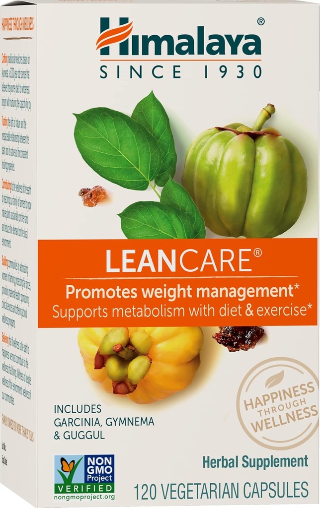 Himalaya LeanCare - kasviperäisten lisäravinteiden paino ja aineenvaihdunta tukea Garcinia Cambogia, Gymnema Sylvestre, ja Guggul - Vegan, ei-GMO, Gluteeniton, 600 mg, 120 kapselia