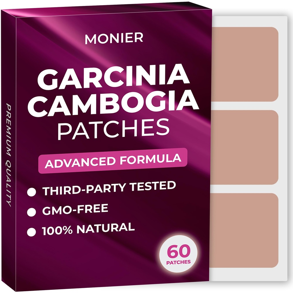 MONIER Garcinia Cambogia Patchs (Pack of 60) - 100% Natural Patch naisten ja miesten - B12 & Kalium - energia, Focus & kehon tuki - parannettu Formula