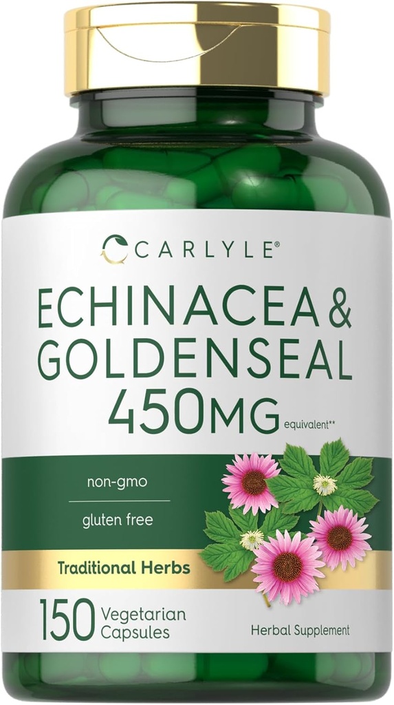 Carlyle Echinacea Goldenseal Capsules | 150 greve | Vegetarian, icke-GMO, Gluten Free