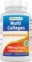 Best Naturals Multi Collagen pillereitä 2000mg naisille ja miehille - Hydrolysed Collagen Peptides kapselit hiusten iho ja kynnet tyypit I II III V X, Biotiini, hyaluronihappo ja C-vitamiini