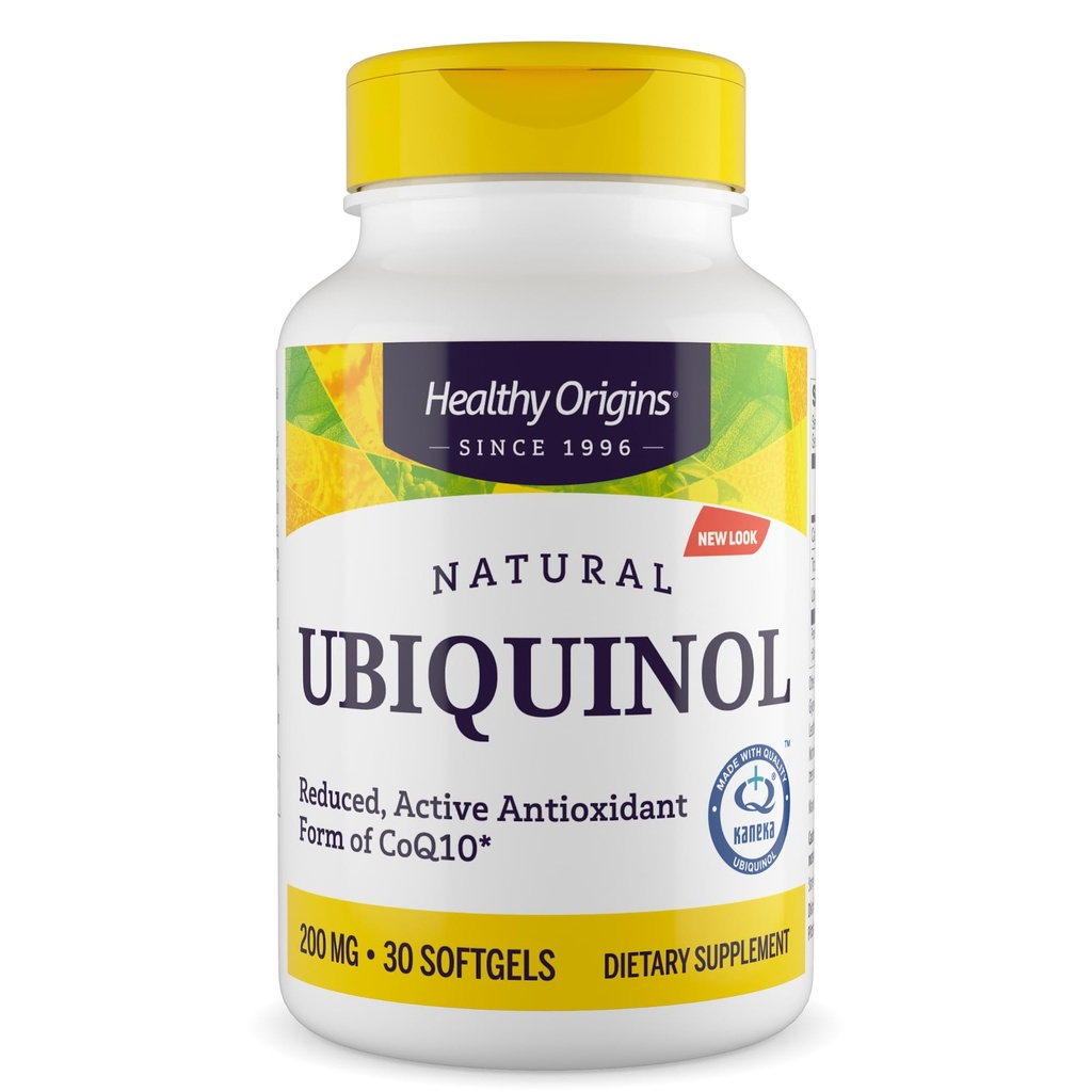 Terve Origins Ubikinol (Active Form of CoQ10), 200 mg - Ubiquinol Supplements for Heart Health & Antioxidantti Support - Gluteeniton & ei-GMO täydennysosa - 30 Softgels