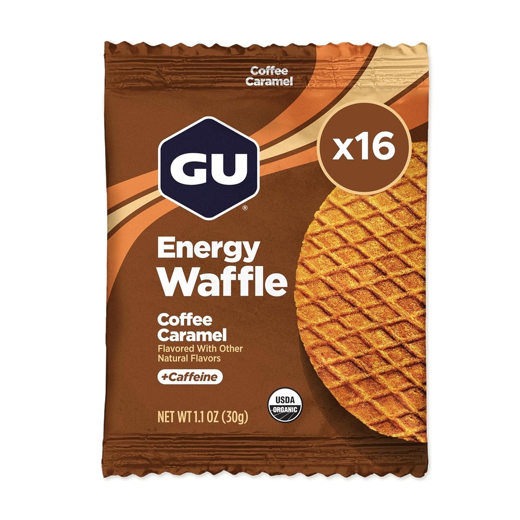 GU Energy Stroopwafel Caramel Coffee Sports Nutrition Waffle, kofeiini Sisältyy, ja Kosher Dairy, On-The-Go Energy mihinkään treeneihin, 16 kreivi