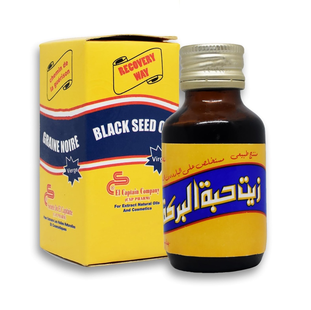 Bonballoon El Captain Black Oil Pure Cold Pressed ElCaptain Al Captain Pure Natural Raw Nigella Egyptian Herbal Herbal Herbs Halalal (2.11 oz / 60 ml)