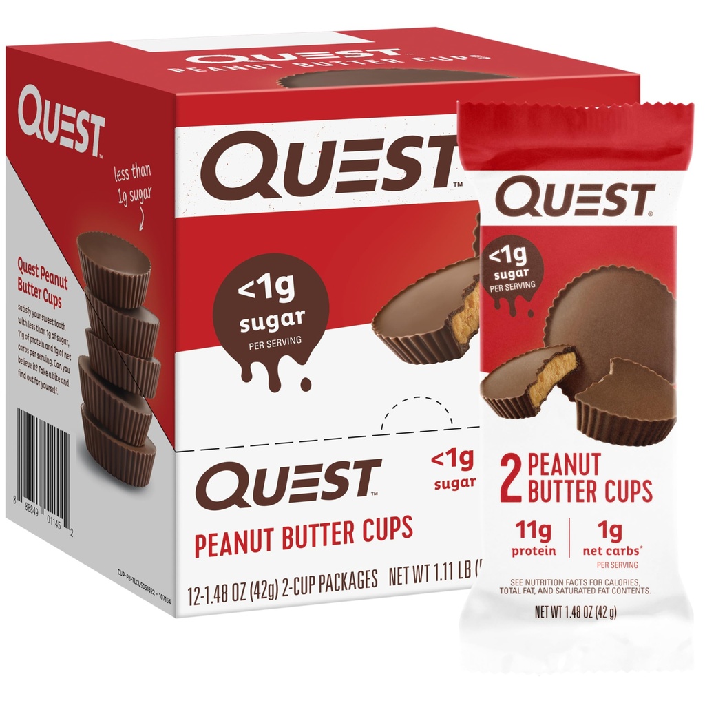 Quest Nutrition Maapähkinävoi kupit, 11g proteiinia, 1g sokeria, Low Carb, Gluteeniton, Keto Friendly, 12