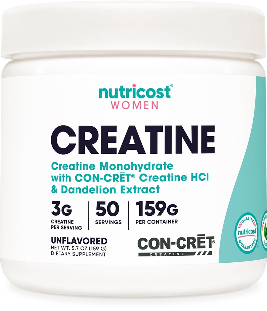 Nutricost Creatiini Monohydraatti Powder for Women, Micronized, Unmariored, 50 Tarjoilut - Kasvisruokaa, Ei-GMO, Gluteenittomat