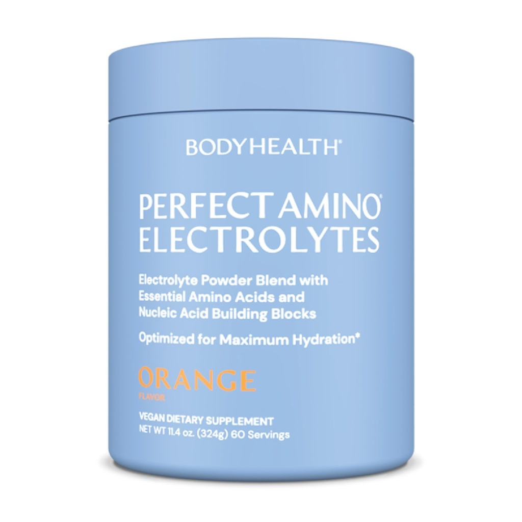 BodyHealth PerfectAmino Electrolytes Powder No Sugar, Keto Sugar Free Fasting Electrolytes Drink Mix, Hydration Powder with Trace Minerals - Oranssi - 60 tarjoilua