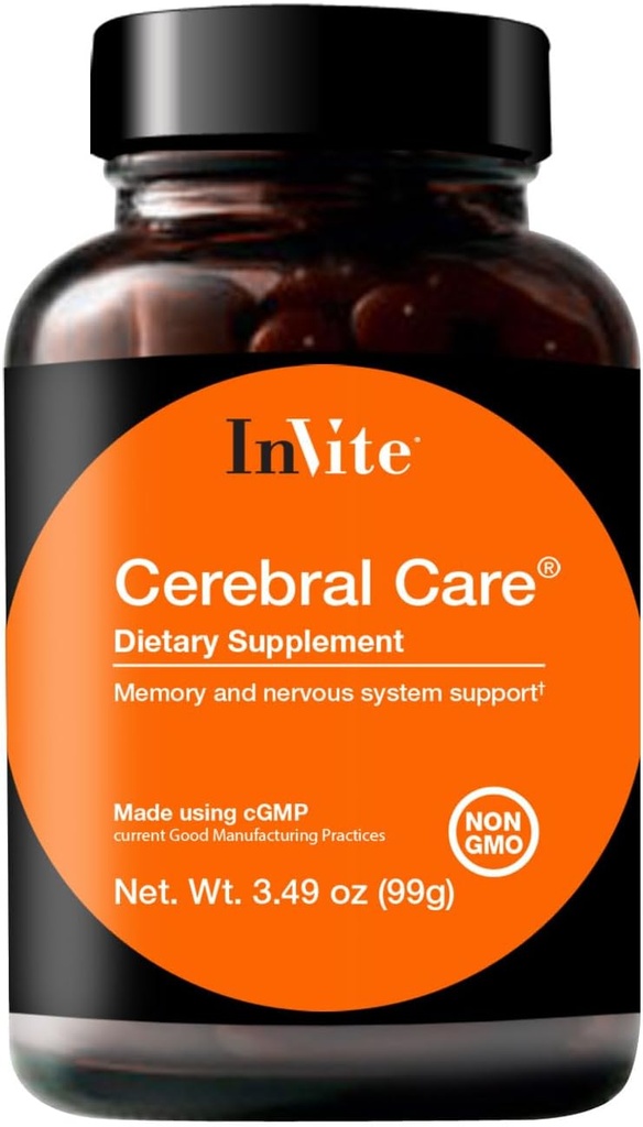 InVite Health Cerebral CareTM - tukee aivojen terveyttä sisältäen muistin, tarkennuksen, huomion ja mielialan - sisältää inositolia, asetyyli-L-karnitiinia, koliinia, fosfatidyyliseriiniä, astaksantiinia - 30 tarjoilua (2-pakkaus)