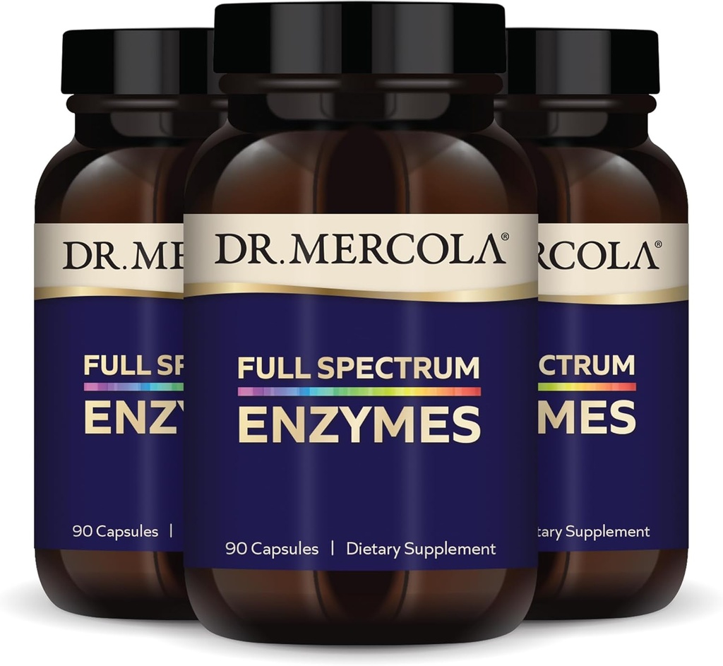Tohtori Mercola Full Spectrum Enzymes - 22 Differential Enzymes - Tukee Ruoansulatuselimistön - auttaa Digest Hiilihydraatit, Rasvat ja proteiinit - Ei-GMO, Gluteeniton & soija-vapaa - 90 kapselia (3 pakkaus)