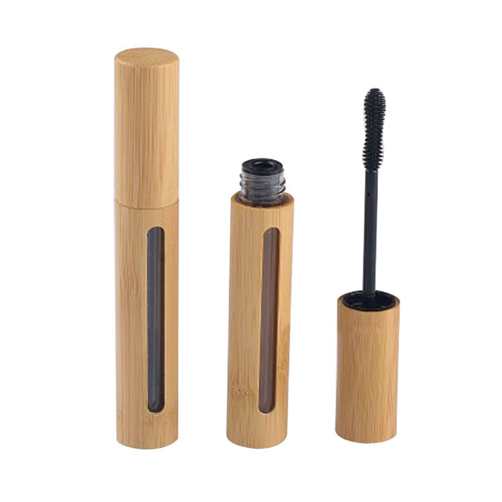 2Pcs 6 ml High-Luokka Bamboo Mascara Tube pullot Injektiopullot Uudelleen täytettävissä Tyhjä Silmäripsi Cream säiliö pullo silmäripsien sauva ja liitin Castor Oil, Silmäripsien kasvuöljy, DIY Mascara Matkapullot