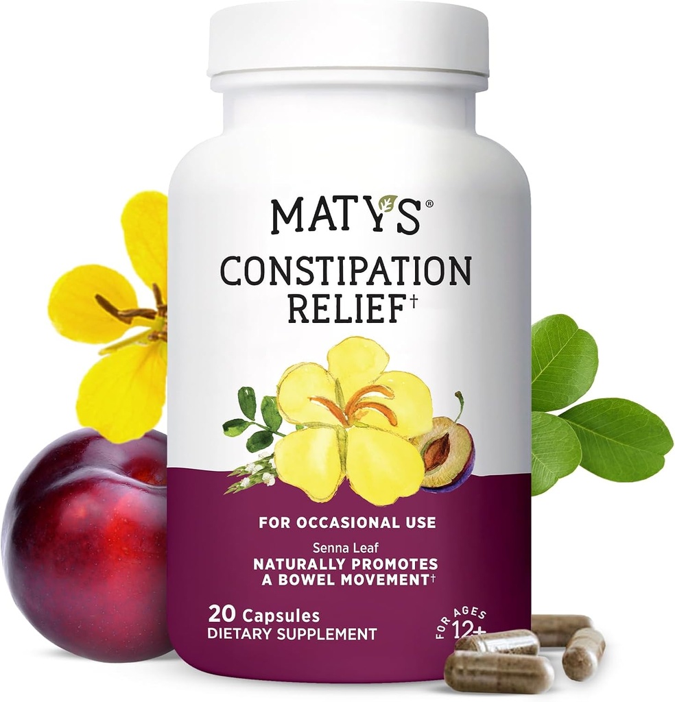 Matys Ummetus Relief Capsules, kasvitieteellinen kasviperäisiä Laksatiivinen Relives Ummetus, Edistää Smooth Bowel Movement & Gut Health, turvallinen & tehokas aikuisille & lapsille 12 vuotta +, 20 kasvissyöjä Kapselit