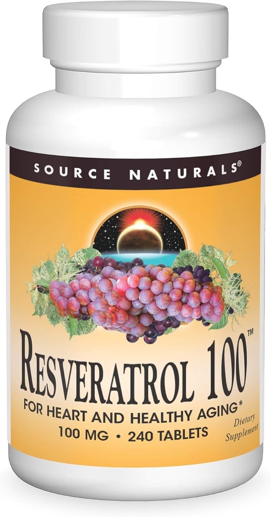 Källa Naturals Resveratrol 100, för hjärta och hälsosam åldrande * -100mg 240 tabletter