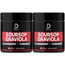 Graviola Soursop Lehdet Kapselit - 2 pakkausta 50 kapselia 100 päivän toimitus - 11in1 Uute kanssa Elderberry, Turmeric, Inkivääri, Milk Thistle, Karpalo & More - Tuki mielialaa, Immuunit & kehon terveys