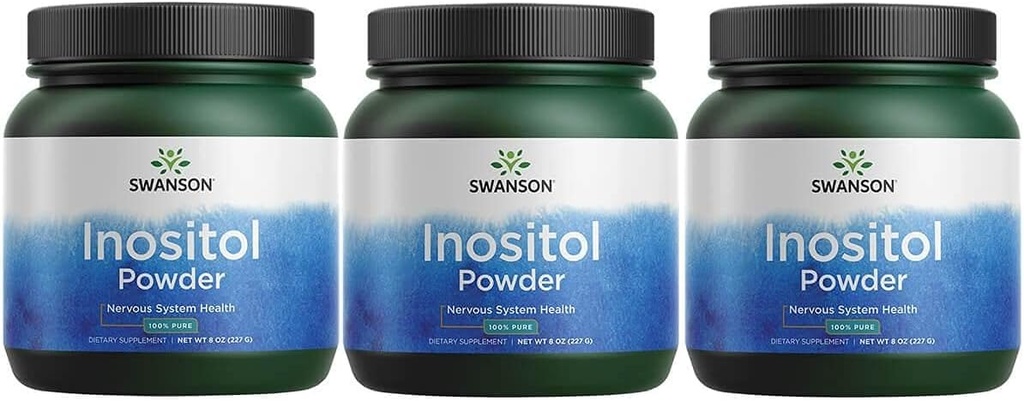 Swanson 100% ren inositolpulver - naturligt tillskott främja fokus och avkoppling - Nerve & Cellular Support - (8oz) 3 Pack