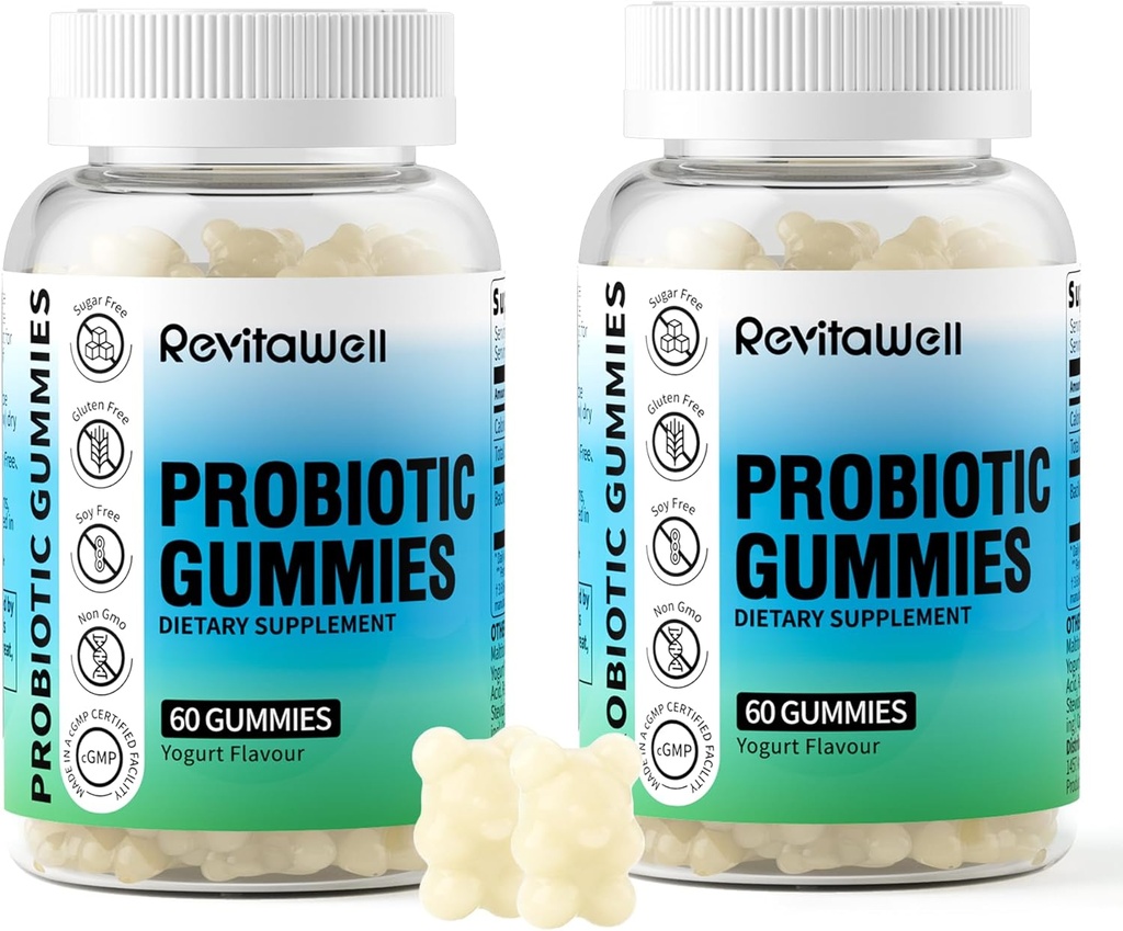 Probiootti Gummies for digestive Health and Gut Health, 3,6 miljardia PMY, sokeriton, Debloat Gummies Probiootit lapsille, naisille ja miehille, jogurtti maku, 120 kreivi
