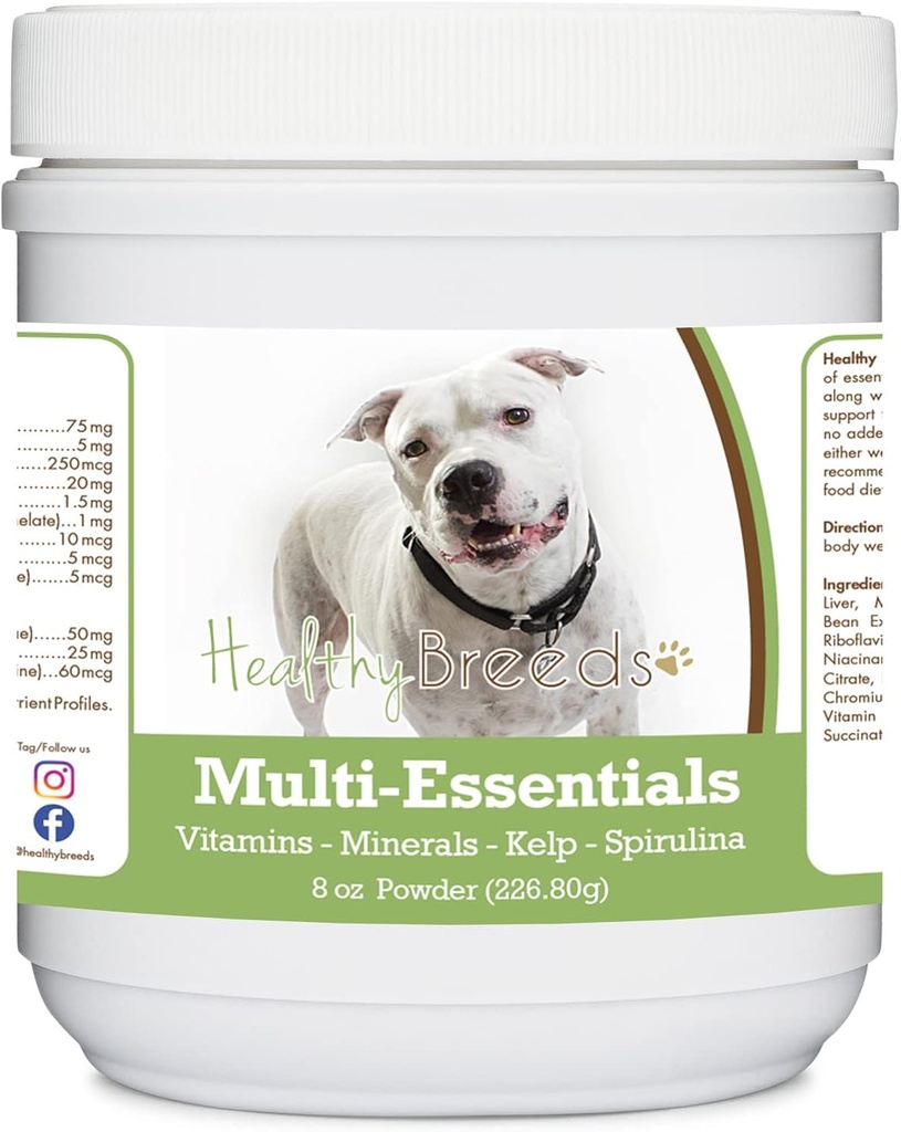 Terveet rodut Pit Bull, valkoinen, Multi-Essentials jauhe koirille - ihanteellinen täydentää vitamiineja, Minerals & antioksidantteja koirallesi - 8 oz
