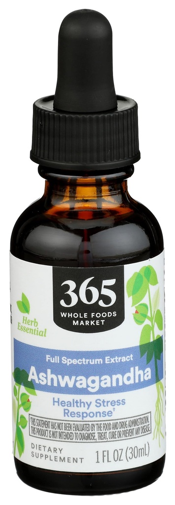 365 by Whole Foods Market, Ashwagandha Full Spectrum Extract, Terve Stressi vaste, 1 Fl Oz