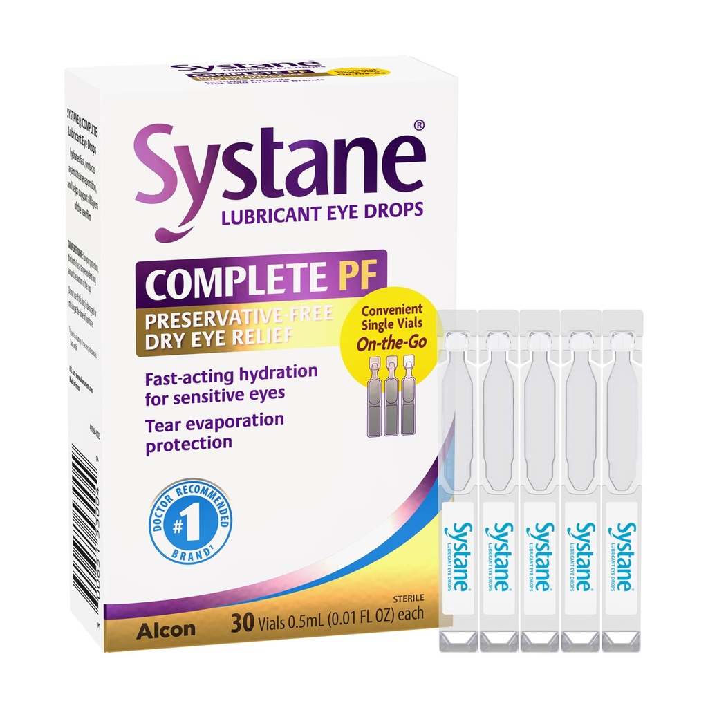 Systane komplett enhet dos konserveringsfria ögondroppar 30ct Single-use flaskor för torr ögonavlastning