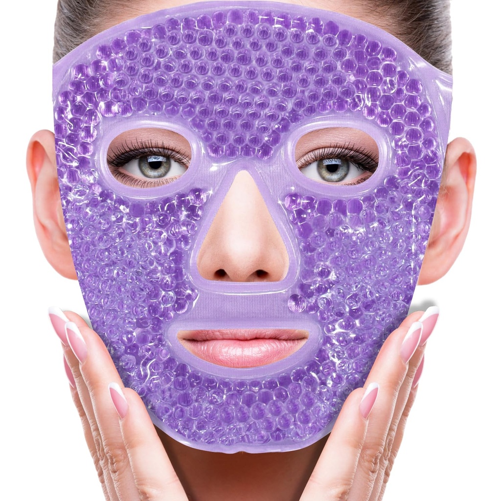 ZNÖCUETÖD Face Eye Mask Ice Pack för att minska Puffiness, Bags Under Eyes, Puffy Dark Circles, Migraine,Hot/Cold Pack med Soft Plush Backing (Purple #22)