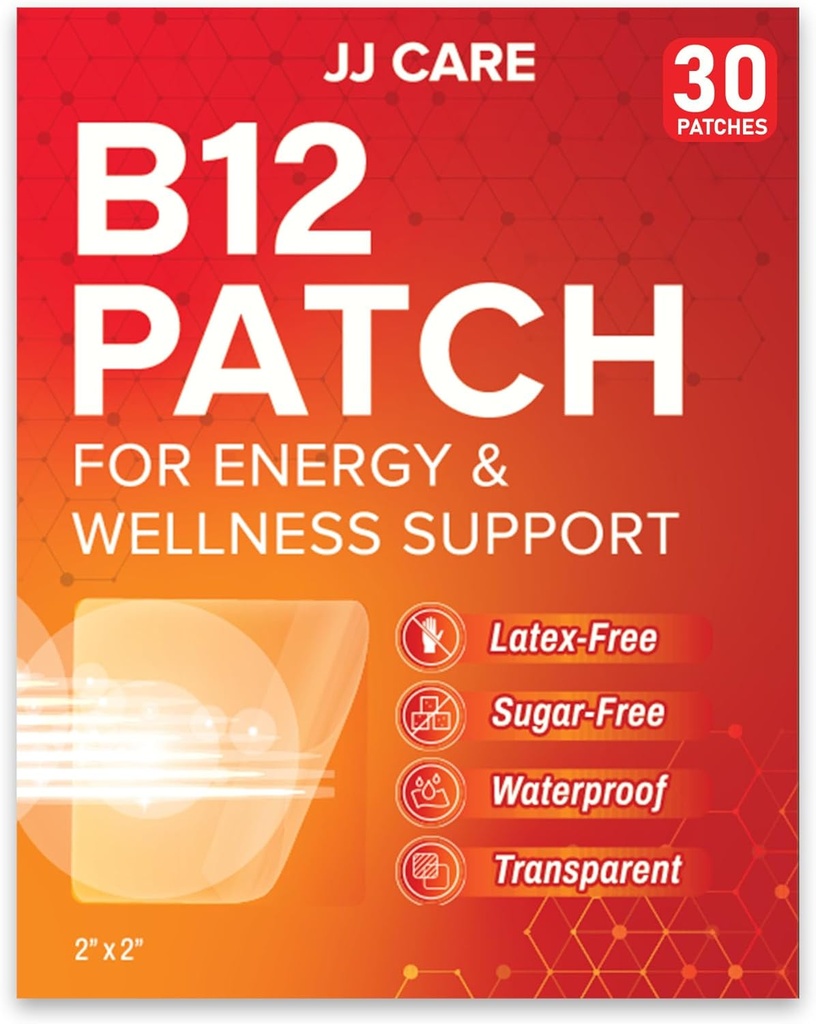 JJ CARE B12 Patch (Pack of 30), Self-Adhesive Natural Blend Upday B12 Energy Patchs, 1 kuukausi tarjonta