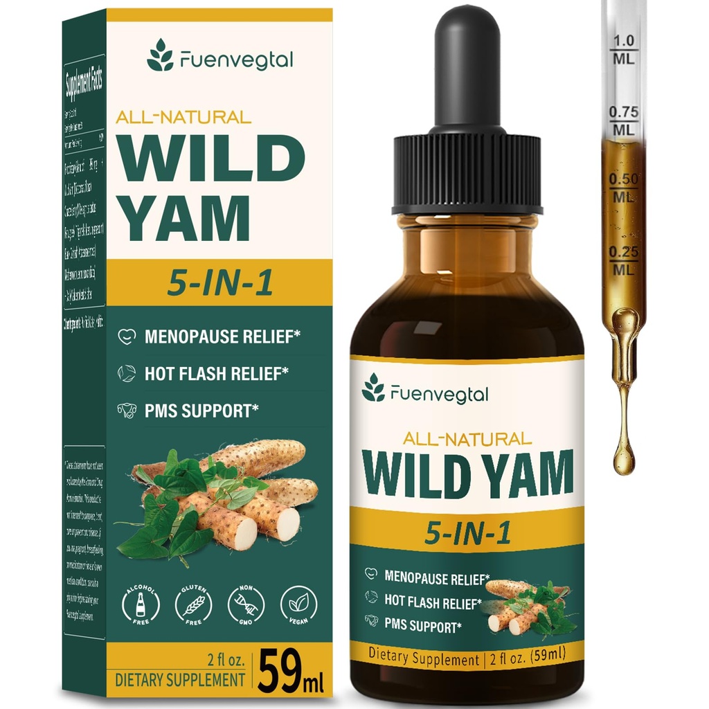 Wild Yam Root Extract Drops, naisten lisäravinteet Sarviapila / Motherwort Herb Menopause Relief & PMS tukea. 2oz