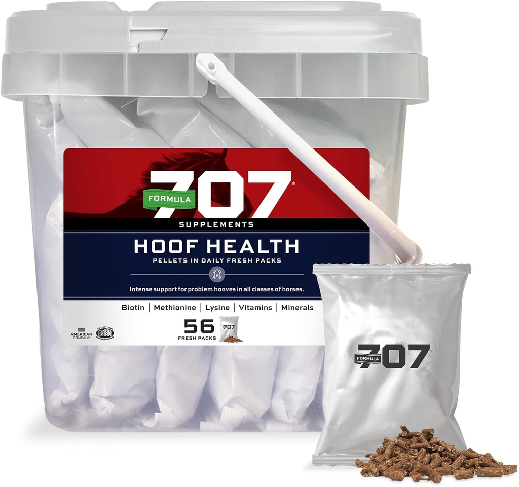 Formel 707 Hoof Health Equine Supplement, Daily Fresh Packs, 56 Day Supply - Biotin, Aminosyror och mineraler för att förbättra och stödja hälsosam hästkött