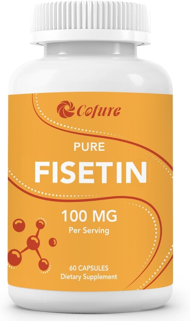 Fisetin Supplements, 100mg Natural Bioactive Flavonoid, Genuine 98% Pure, Aging Support, Non-GMO, Gluten-Free, 60 kapslar, 60 portioner