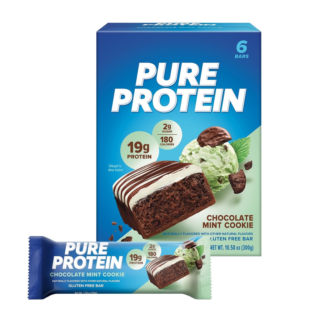 Rena proteinbarer, hög protein, näringsrika snäckor för att stödja energi, låg socker, glutenfri, Chocolate Mint Cookie,1.76oz, 6 Pack