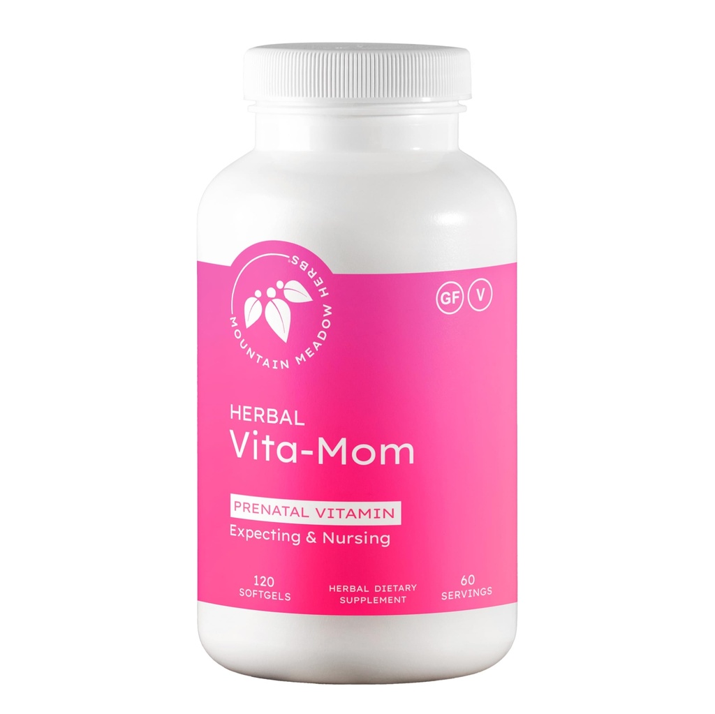 Mountain Meadow Yrtit Vita-MOM Prenatal Vitamiineja . Kasviperäisten täydentää naisten kanssa foolihappoa, rautaa, monivitamiinit ja luomuyrtit... 120 Softgels (2-kuukautinen toimitus)