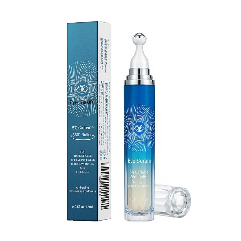 5% kofeiini silmän seerumi, anti-aging alle silmien rullalla Cream varten tummat ympyrät Puffiness ryppyjä ja Fine Lines, korealainen EyeCare Cream 360° Massage Ball, EyeBags hoito miehille ja naisille