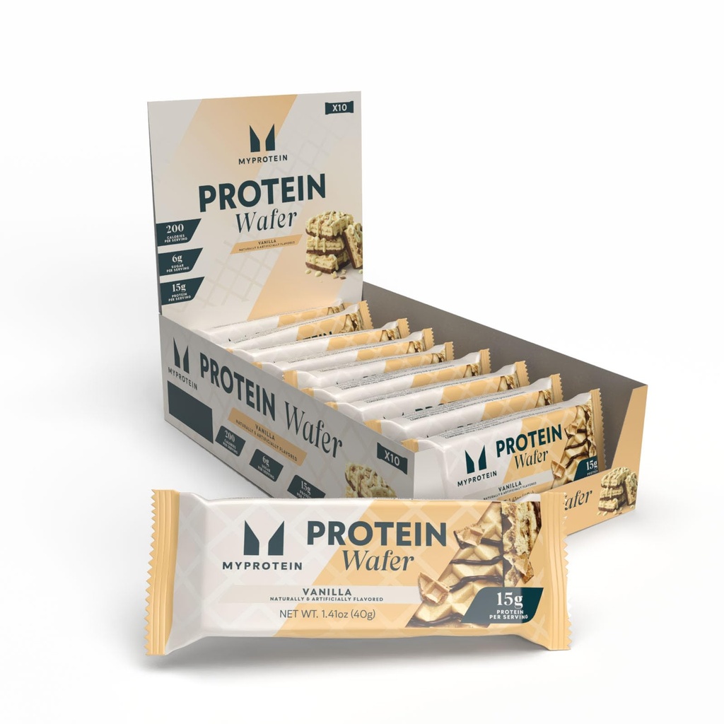 Myprotein Protein Bars, Crispy Protein Wafers, 15g High Protein Snacks, Box 10 Vanilla Wafers Packs, Milk & Whey Protein Isolate, Light & Crunchy