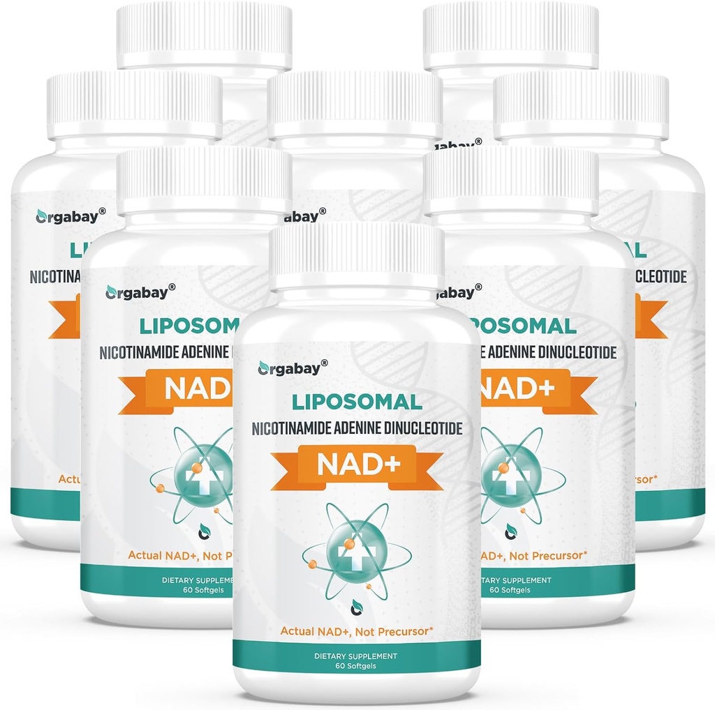Orgabay Liposomal NAD+ Täydennys 500 mg, suuri imeytyminen, NAD+:n lisääminen 250 mg:n TMG-annoksella, todellinen NAD Plus tehokkaampi kuin Nikotinamidi Ribosidi, tukisoluenergia, terve ikääntyminen 480 Softgels