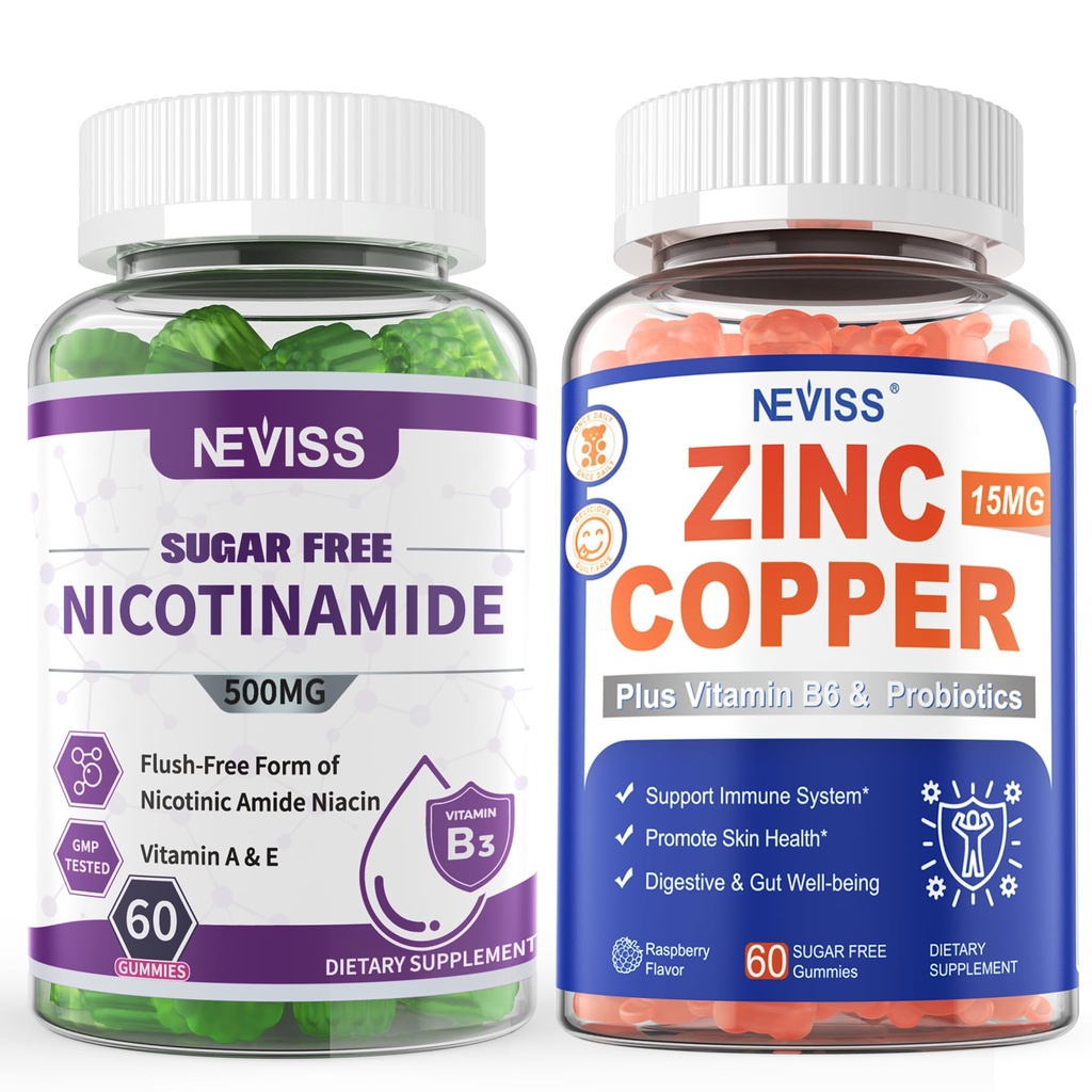 NEVISS Nicotinamide 500mg Gummies + Zink Copper Gummies
