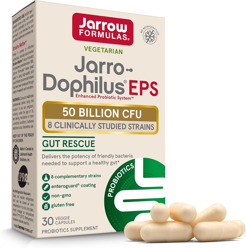 Jaarrow Formulas Jarro-Dophilus EPS - 50 miljardia Organisms per Serving - 30 Enteric päällystetty kasvisviittoja - Multi-Strain Probiootti - Intestinal & Immuuniterveys - jopa 30 Servings